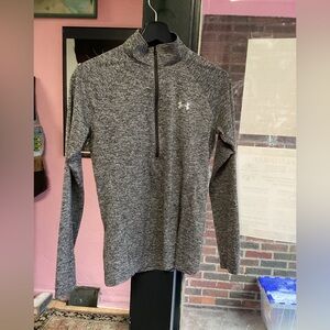 Under Armour Women's Black and Gray Quarter-Zip Sweatshirt